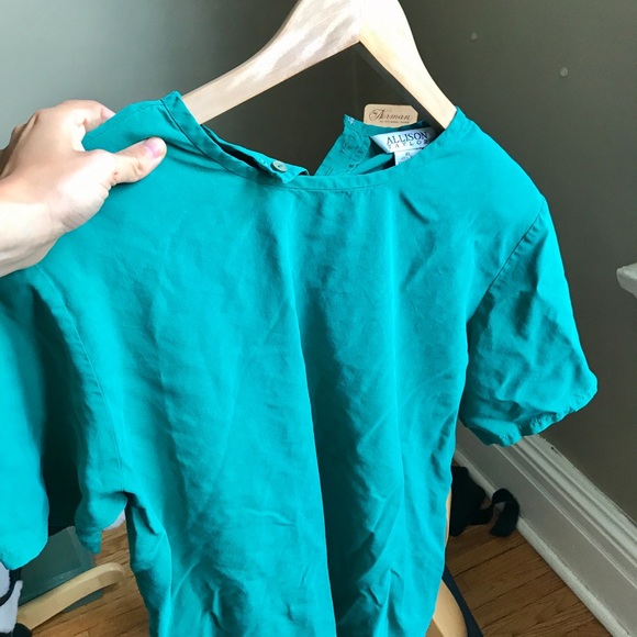 ALLISON TAYLOR 💯silk vintage green blouse - Picture 6 of 6